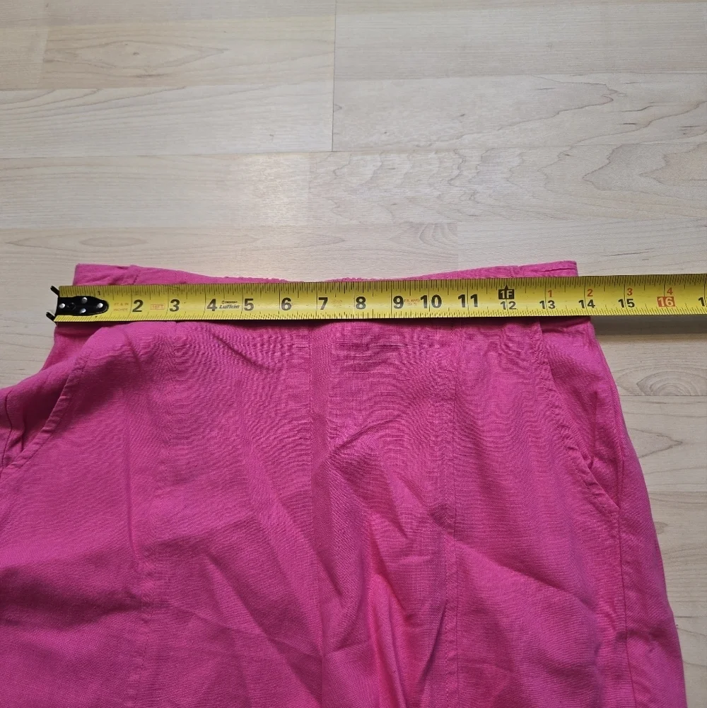 H/G Linen Blend Split Front Leg Pink Beach Pants Size Medium
